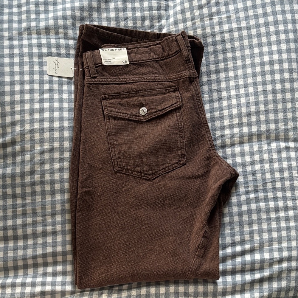 Free People Brown Highland Low-Rise Twisted Bowed Jeans - Picture 5 of 5